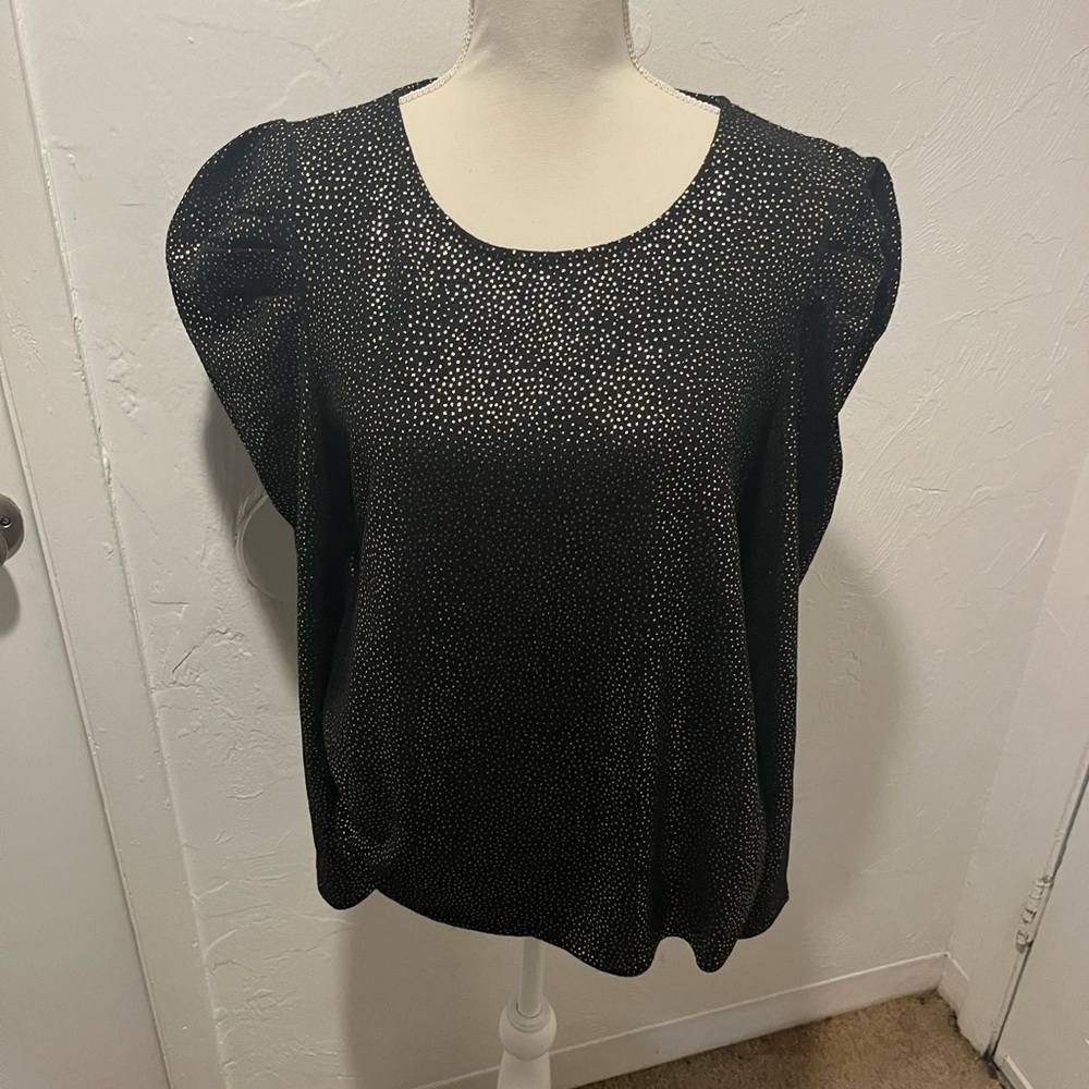 NWT Adrianna Papell Metallic Foil Long Sleeved Top Large MSRP $79